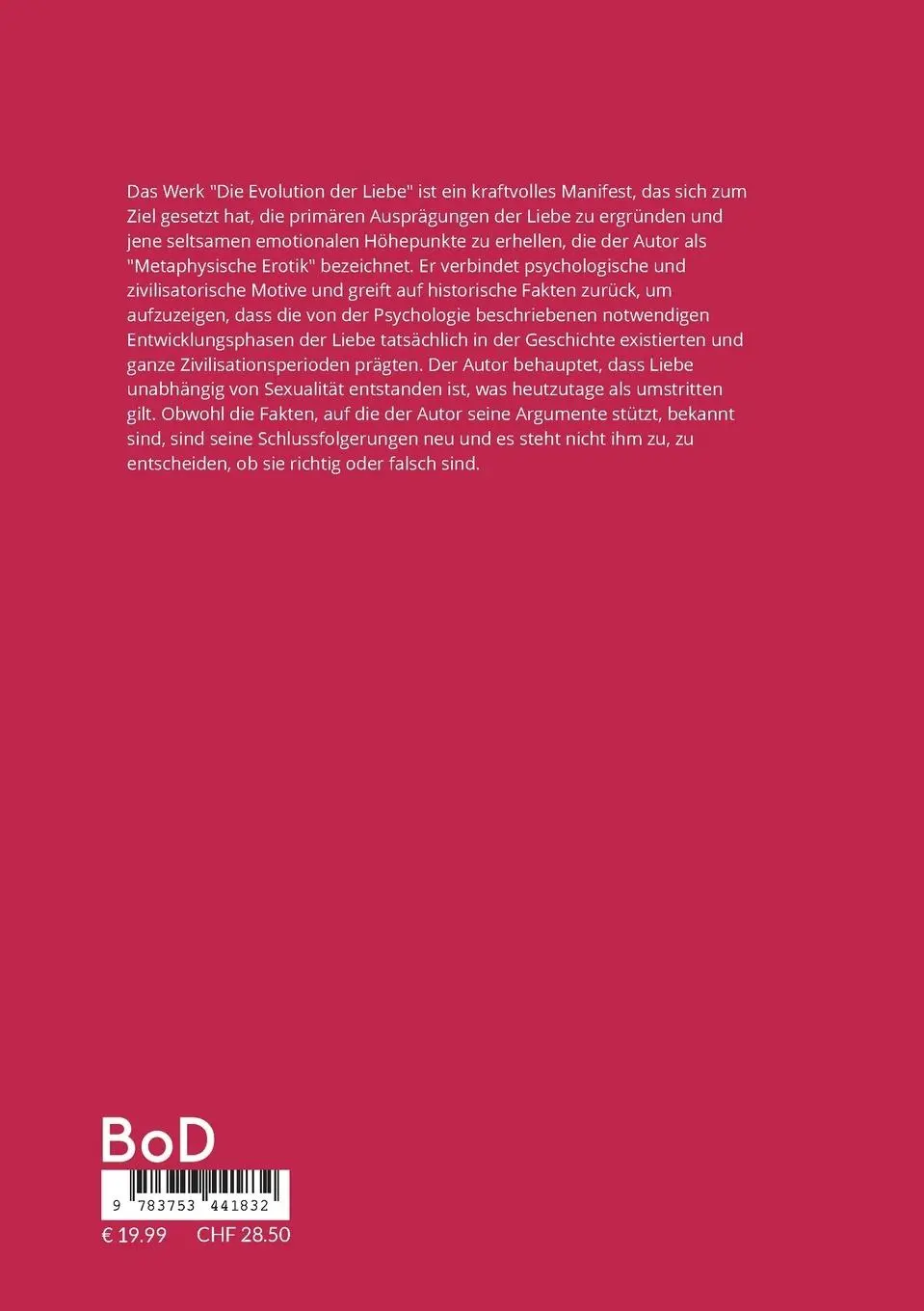 Rückseite: 9783753441832 | Die Evolution der Liebe | Sachbuch | Emil Lucka | Taschenbuch | 240 S.