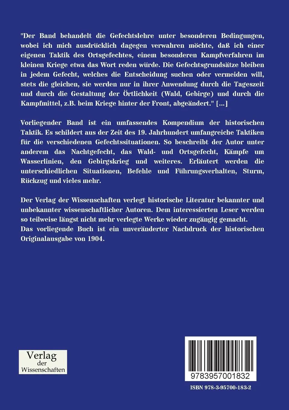 Rückseite: 9783957001832 | Taktik | Die Gefechtslehre | William Balck | Taschenbuch | 460 S.