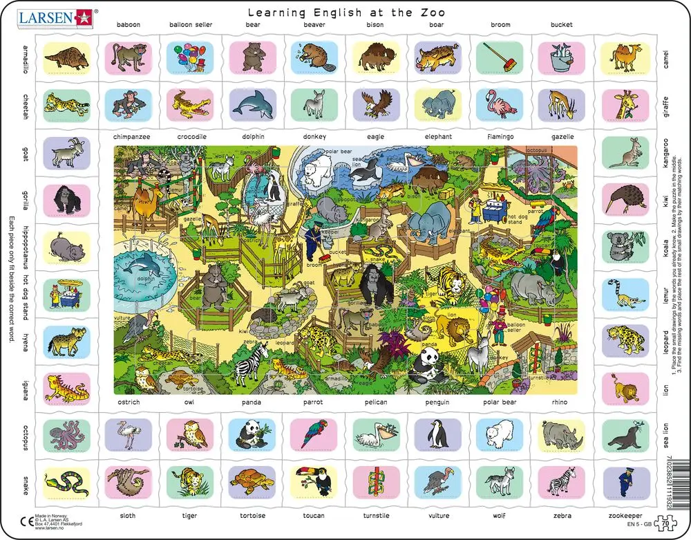 Cover: 7023852111932 | Puzzle - Learning English (5) at the Zoo | Puzzle | 2017 | Larsen
