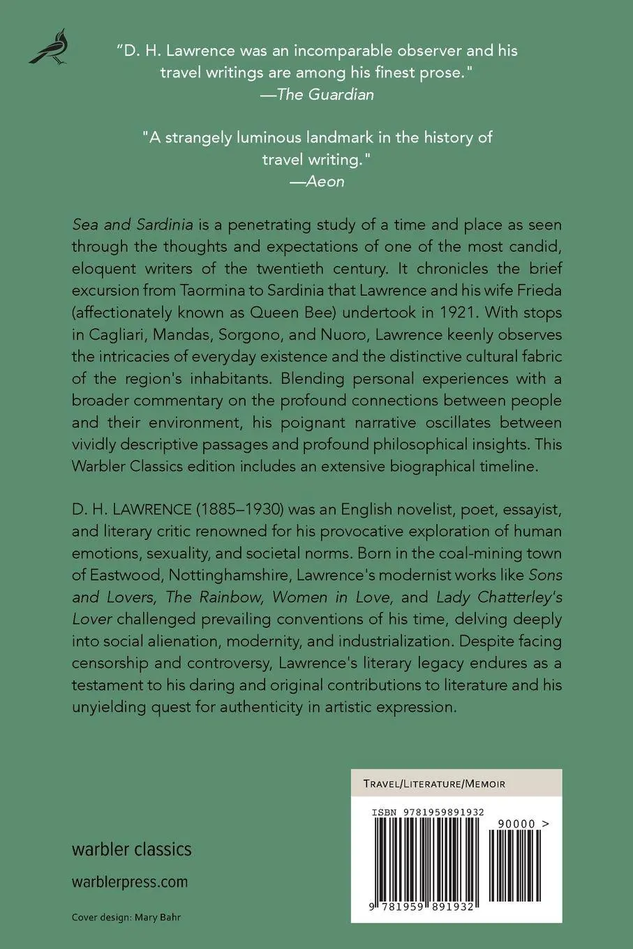 Rückseite: 9781959891932 | Sea and Sardinia (Warbler Classics Annotated Edition) | D. H. Lawrence