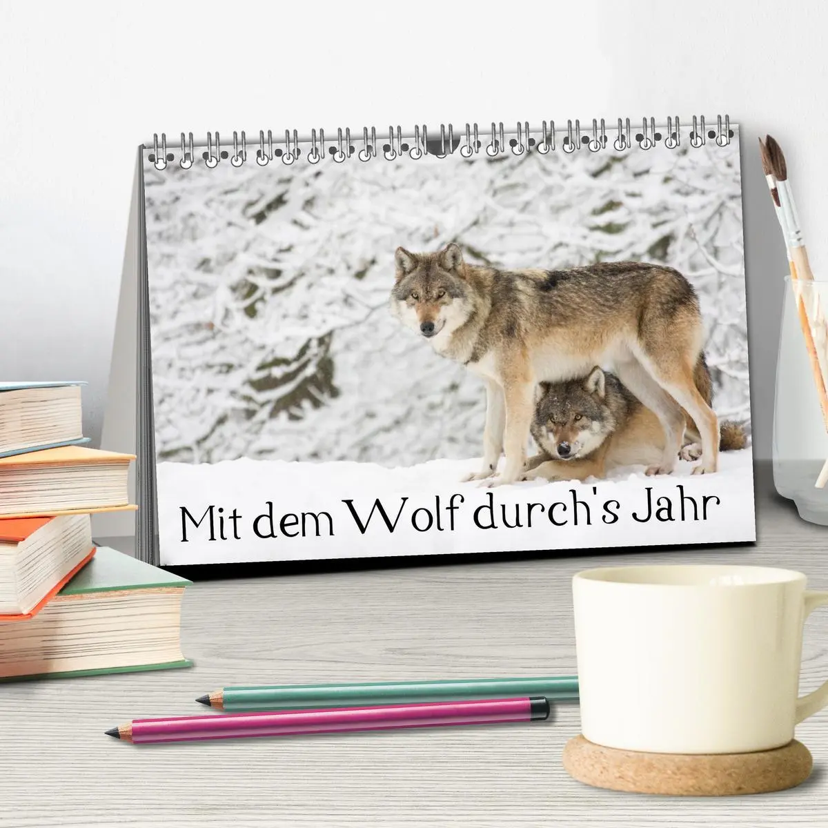 Bild: 9783457971932 | Mit dem Wolf durch's Jahr (Tischkalender 2026 DIN A5 quer),...