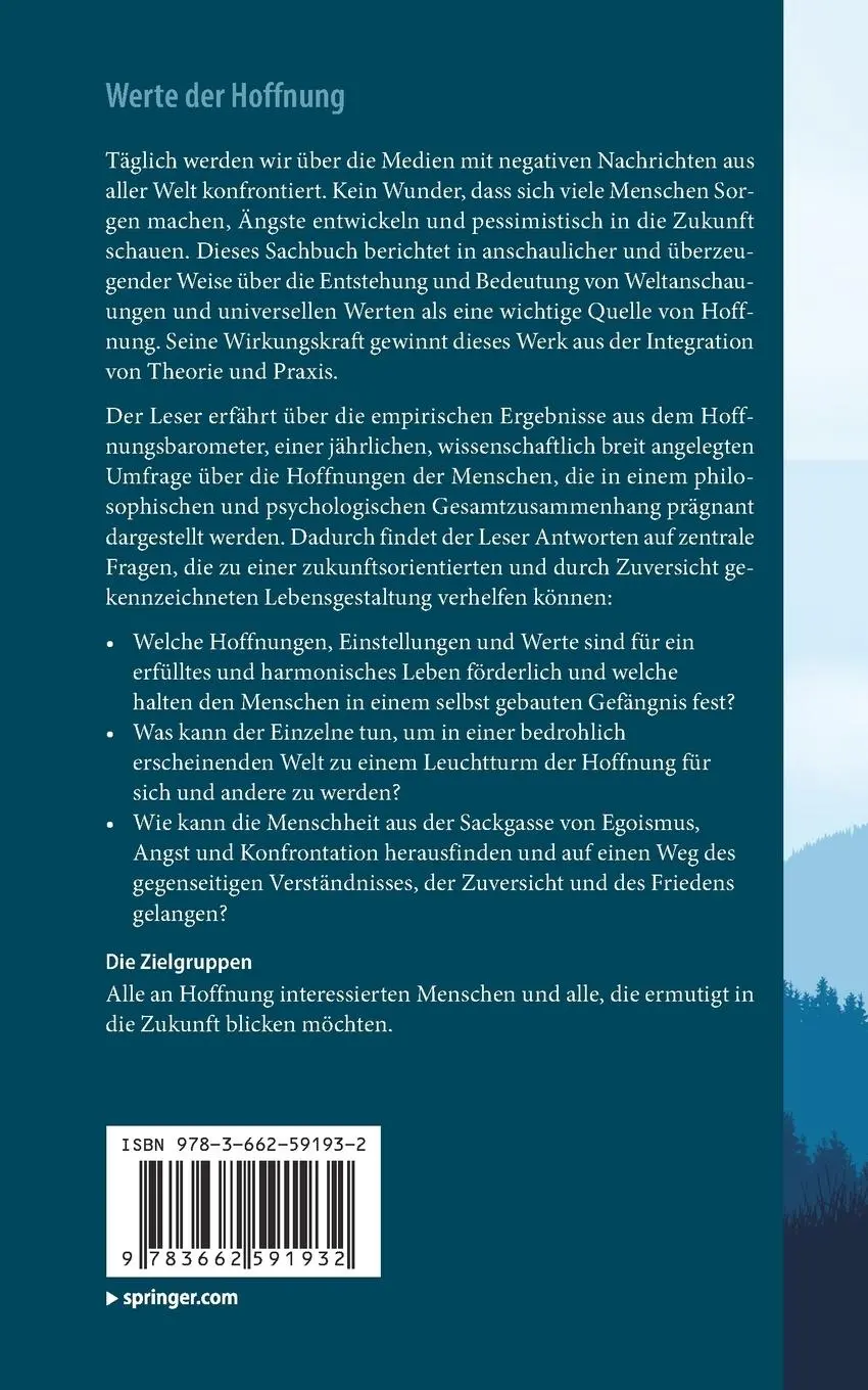 Rückseite: 9783662591932 | Werte der Hoffnung | Erkenntnisse aus dem Hoffnungsbarometer | Krafft