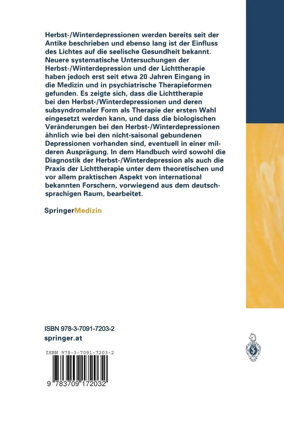 Rückseite: 9783709172032 | Herbst-/Winterdepression und Lichttherapie | Möller (u. a.) | Buch