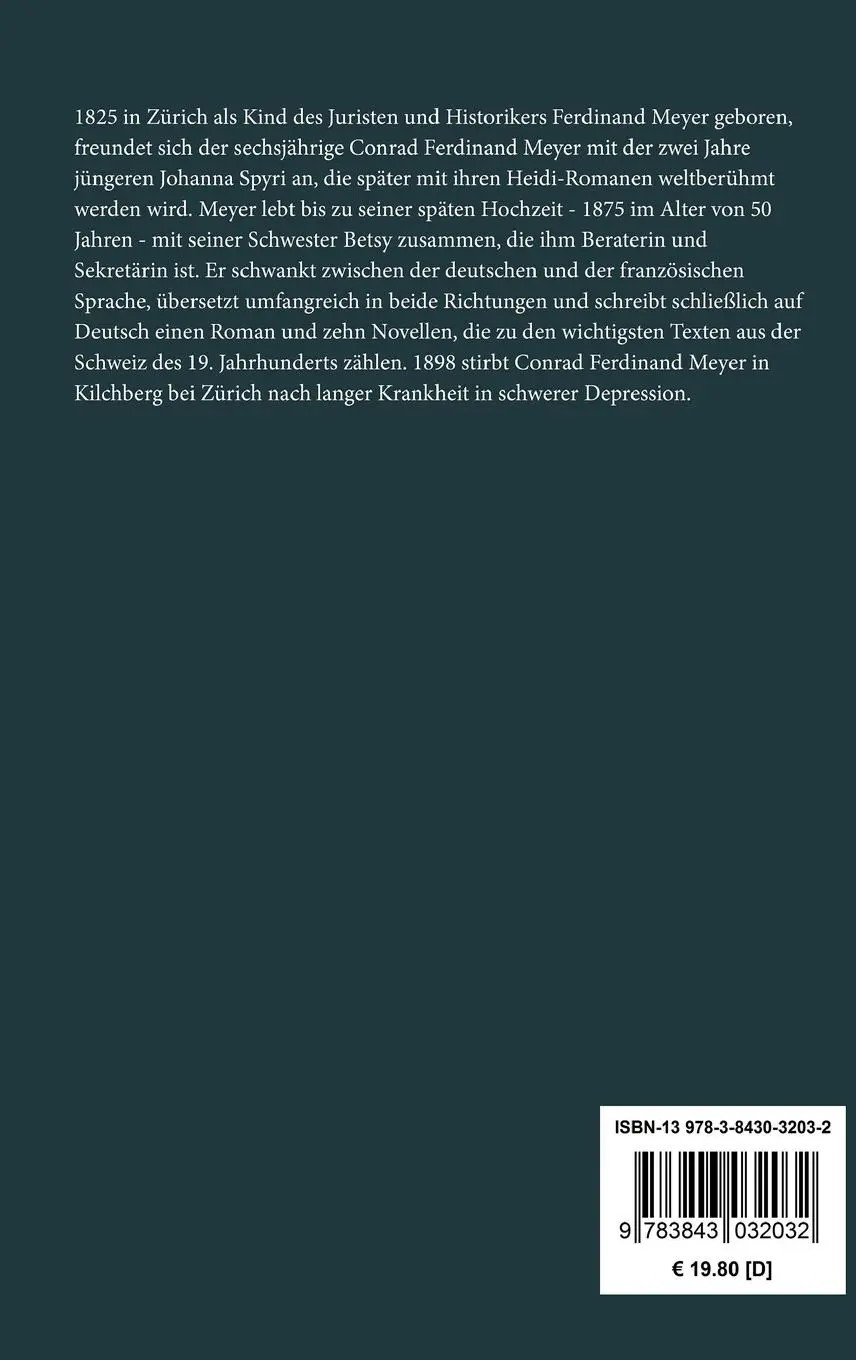 Rückseite: 9783843032032 | Die Richterin | Conrad Ferdinand Meyer | Buch | 68 S. | Deutsch | 2013