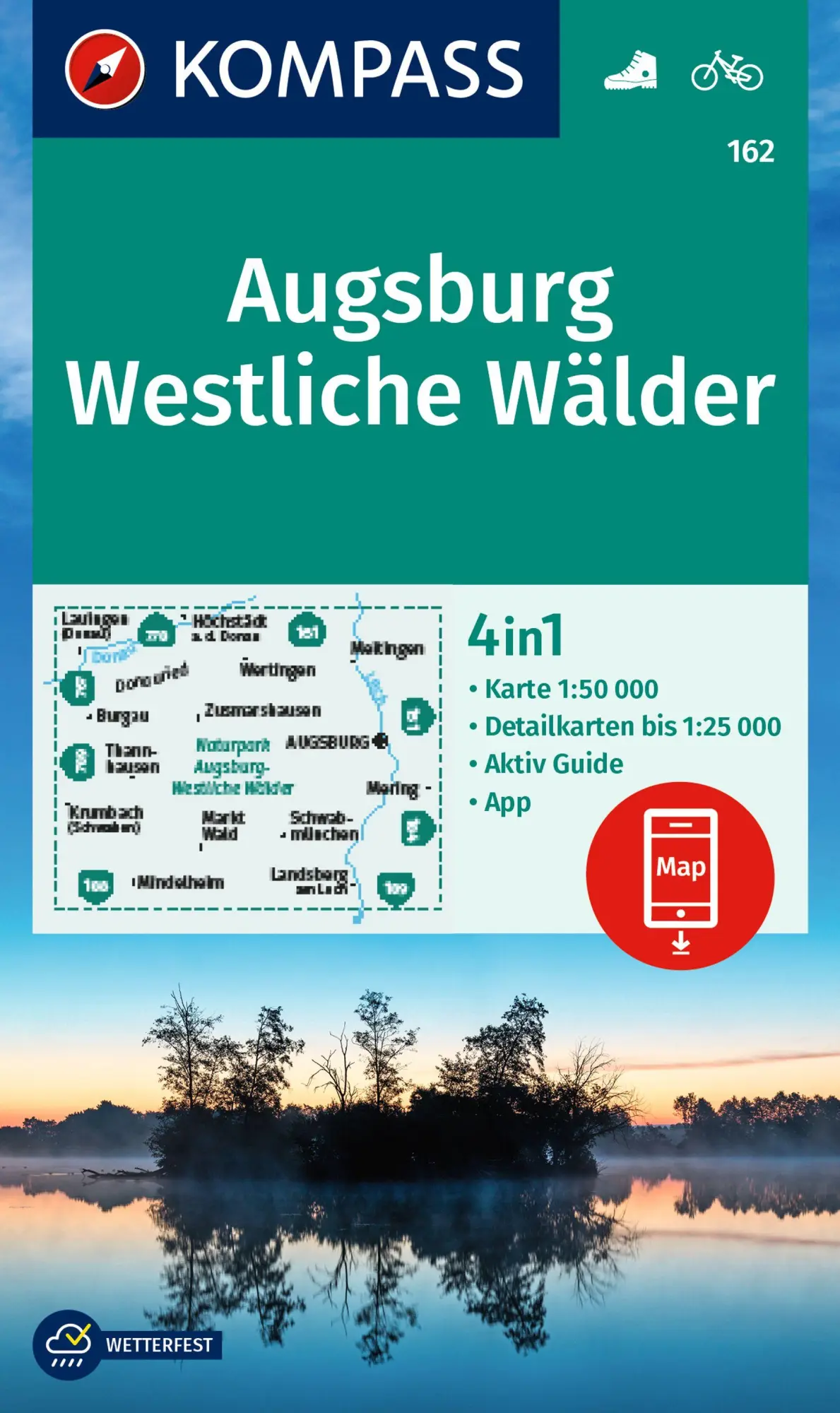 Cover: 9783991542032 | KOMPASS Wanderkarte 162 Augsburg, Westliche Wälder 1:50.000 | Deutsch