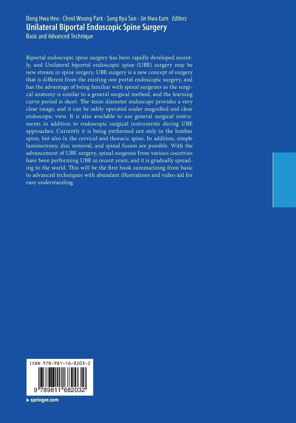 Rückseite: 9789811682032 | Unilateral Biportal Endoscopic Spine Surgery | Dong Hwa Heo (u. a.)