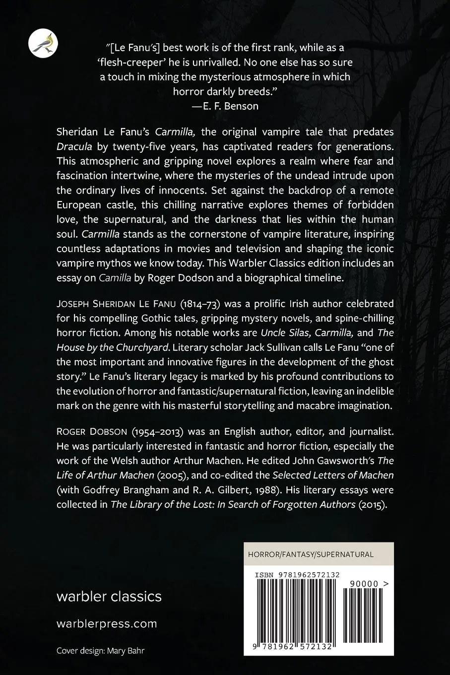 Rückseite: 9781962572132 | Carmilla (Warbler Classics Annotated Edition) | Fanu (u. a.) | Buch