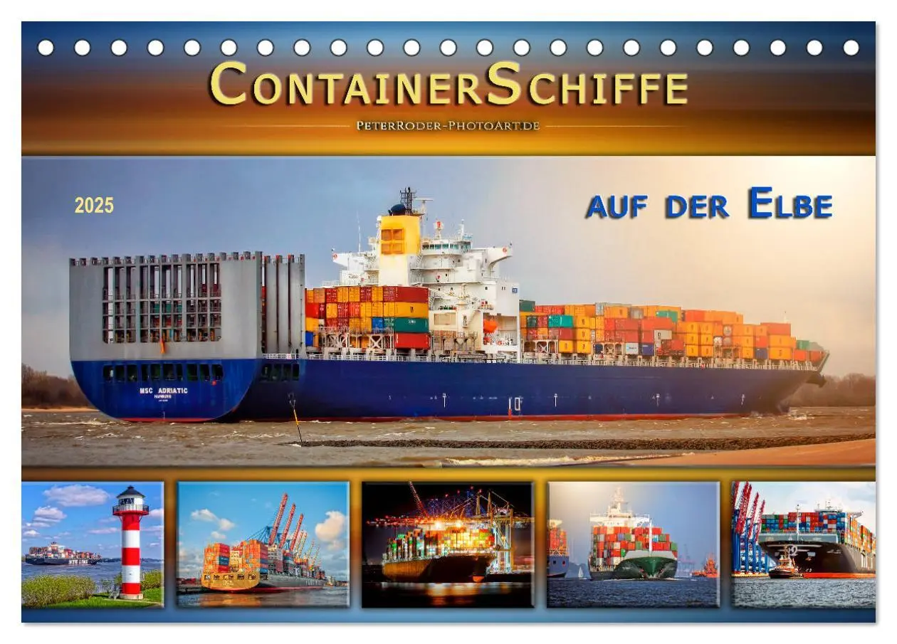 Cover: 9783435382132 | Containerschiffe auf der Elbe (Tischkalender 2025 DIN A5 quer),...