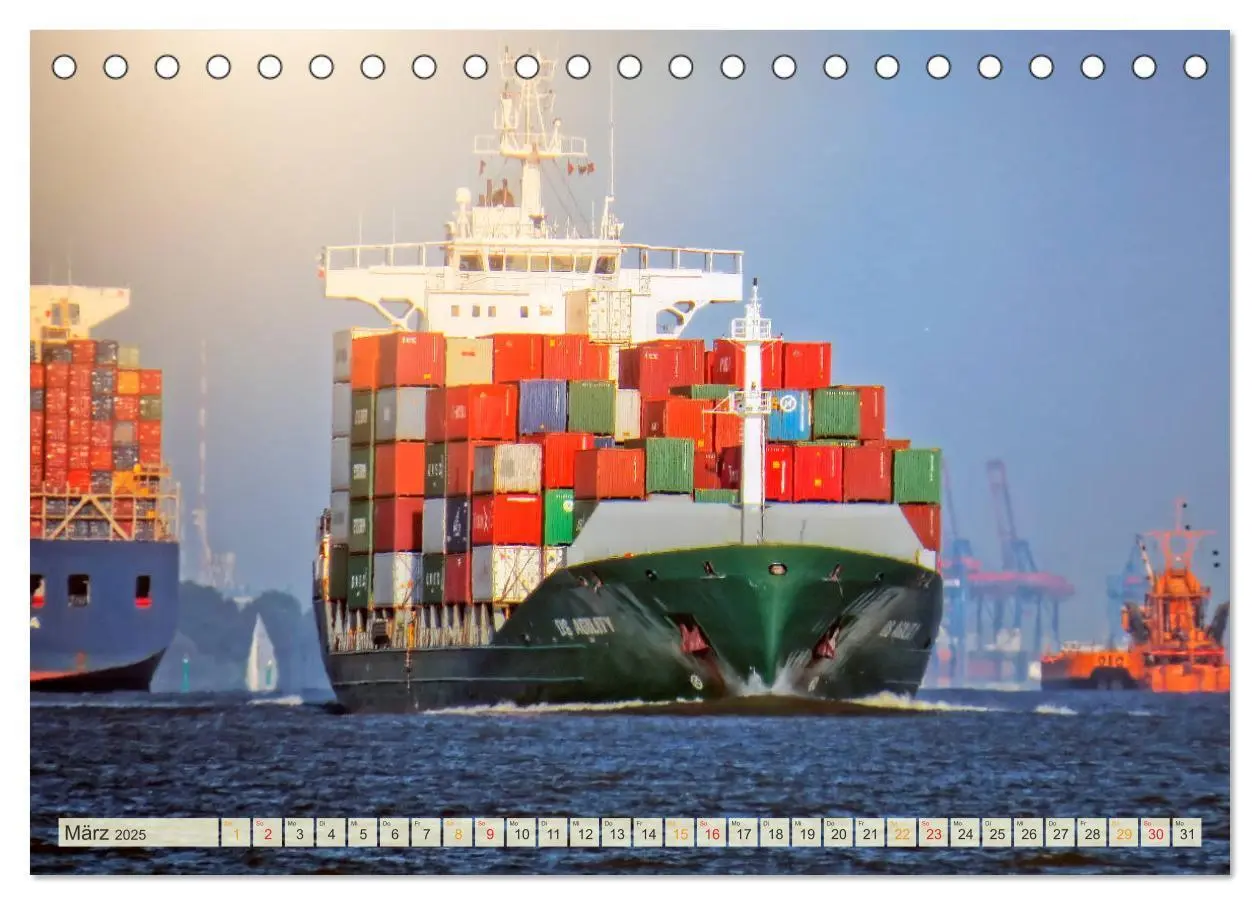 Bild: 9783435382132 | Containerschiffe auf der Elbe (Tischkalender 2025 DIN A5 quer),...