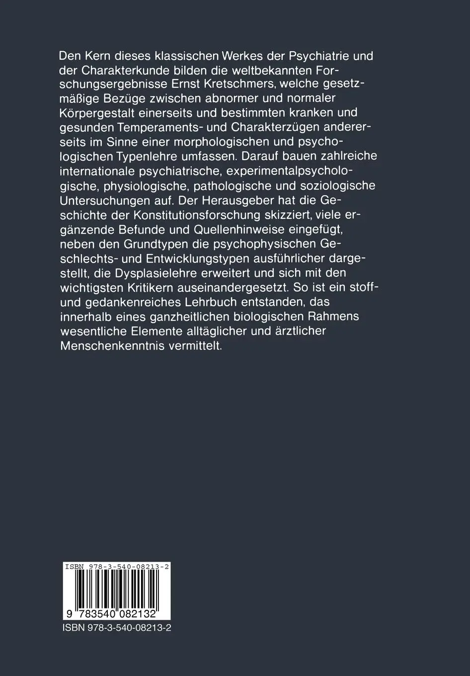Rückseite: 9783540082132 | Körperbau und Charakter | Ernst Kretschmer | Taschenbuch | XIII | 1977