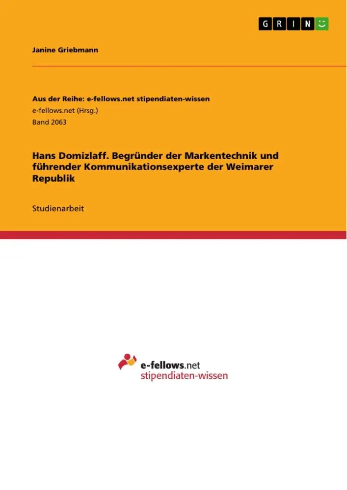 Cover: 9783668272132 | Hans Domizlaff. Begründer der Markentechnik und führender...