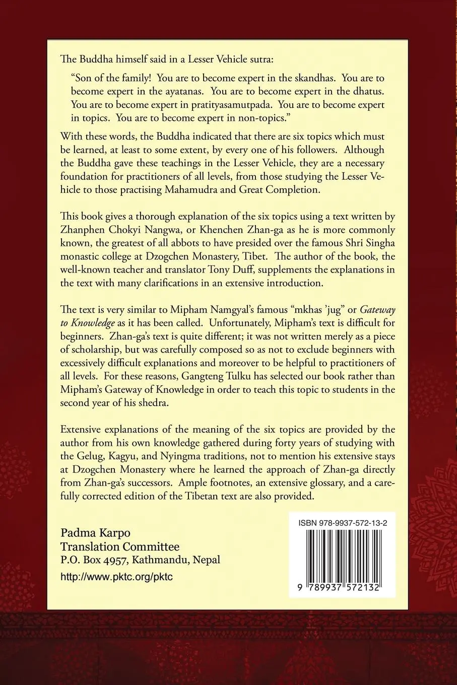 Rückseite: 9789937572132 | The Six Topics That All Buddhists Learn | Tony Duff | Taschenbuch