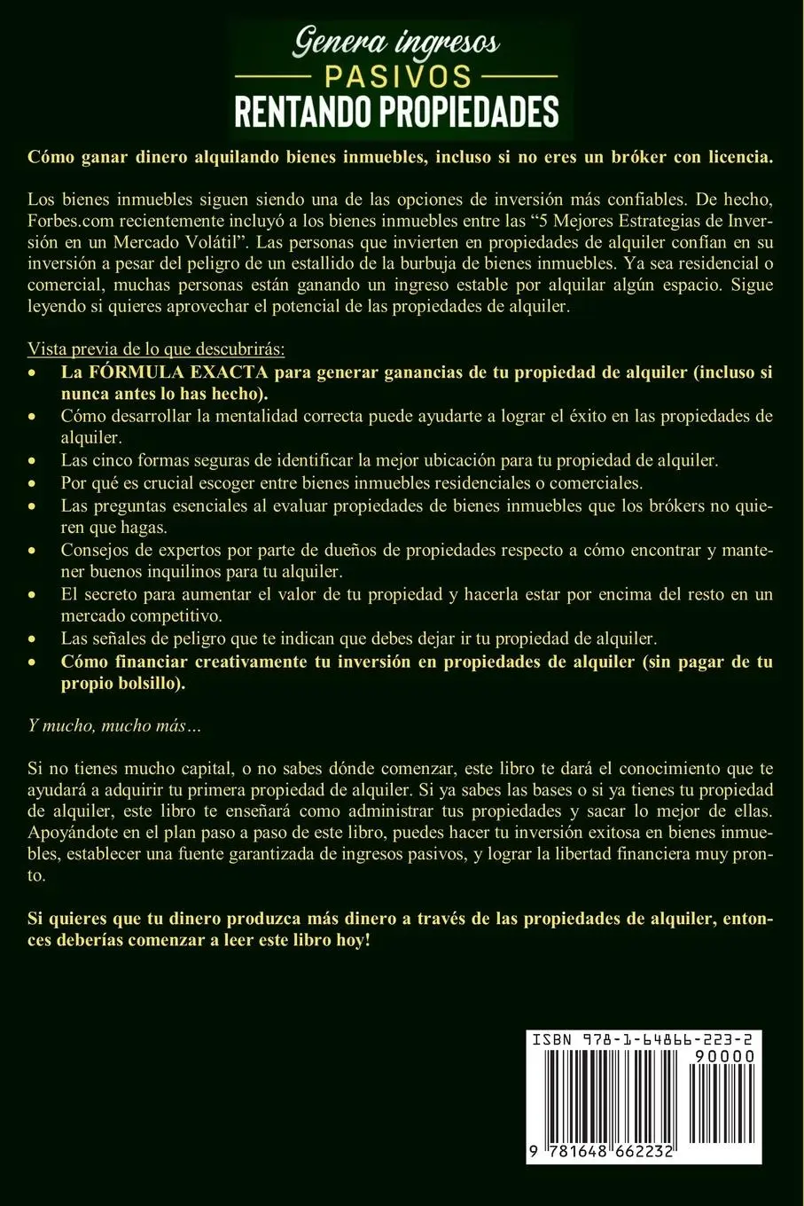 Rückseite: 9781648662232 | Genera ingresos pasivos rentando propiedades | Eladio Olivo | Buch