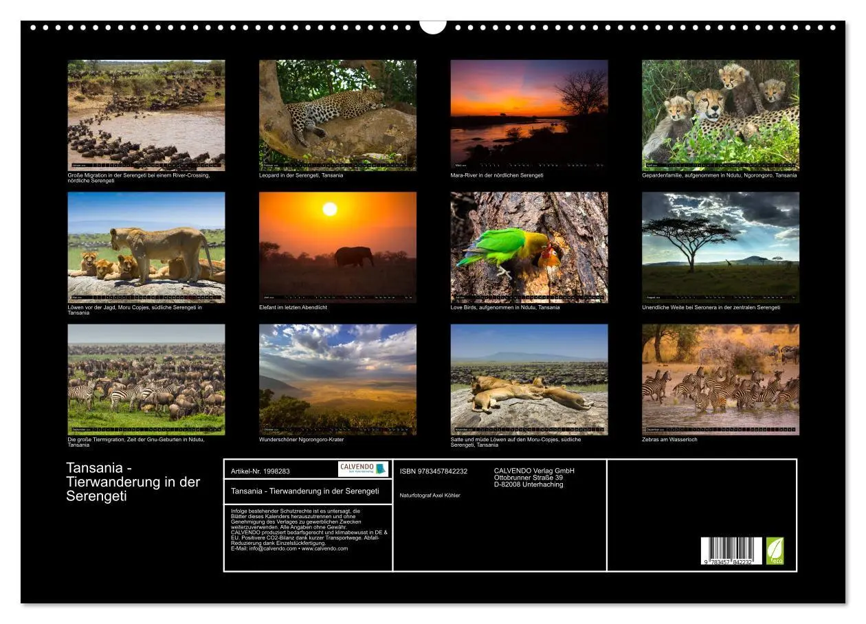 Bild: 9783457842232 | Tansania - Tierwanderung in der Serengeti (Wandkalender 2026 DIN A2...