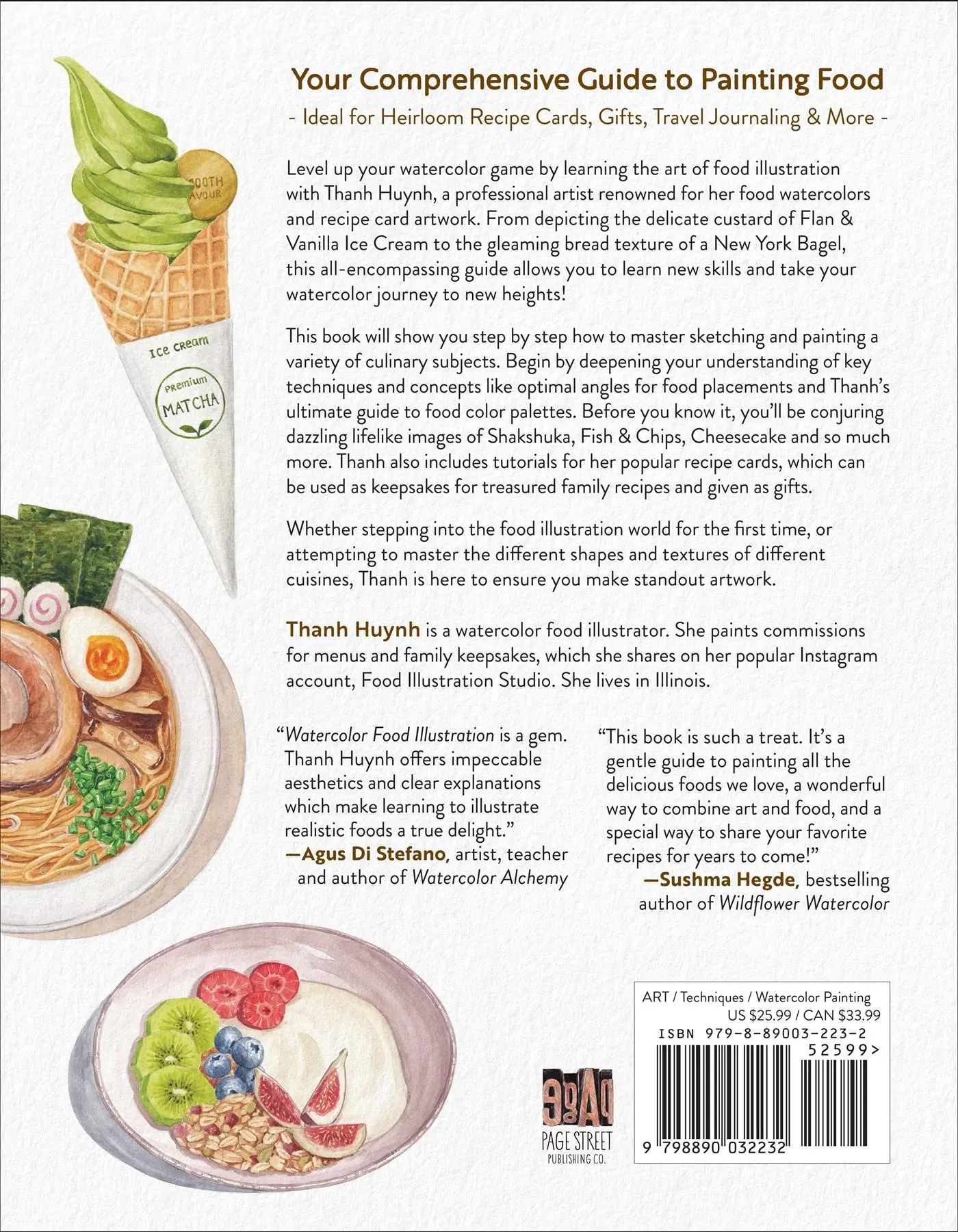 Rückseite: 9798890032232 | Watercolor Food Illustration | Thanh Huynh | Taschenbuch | Englisch
