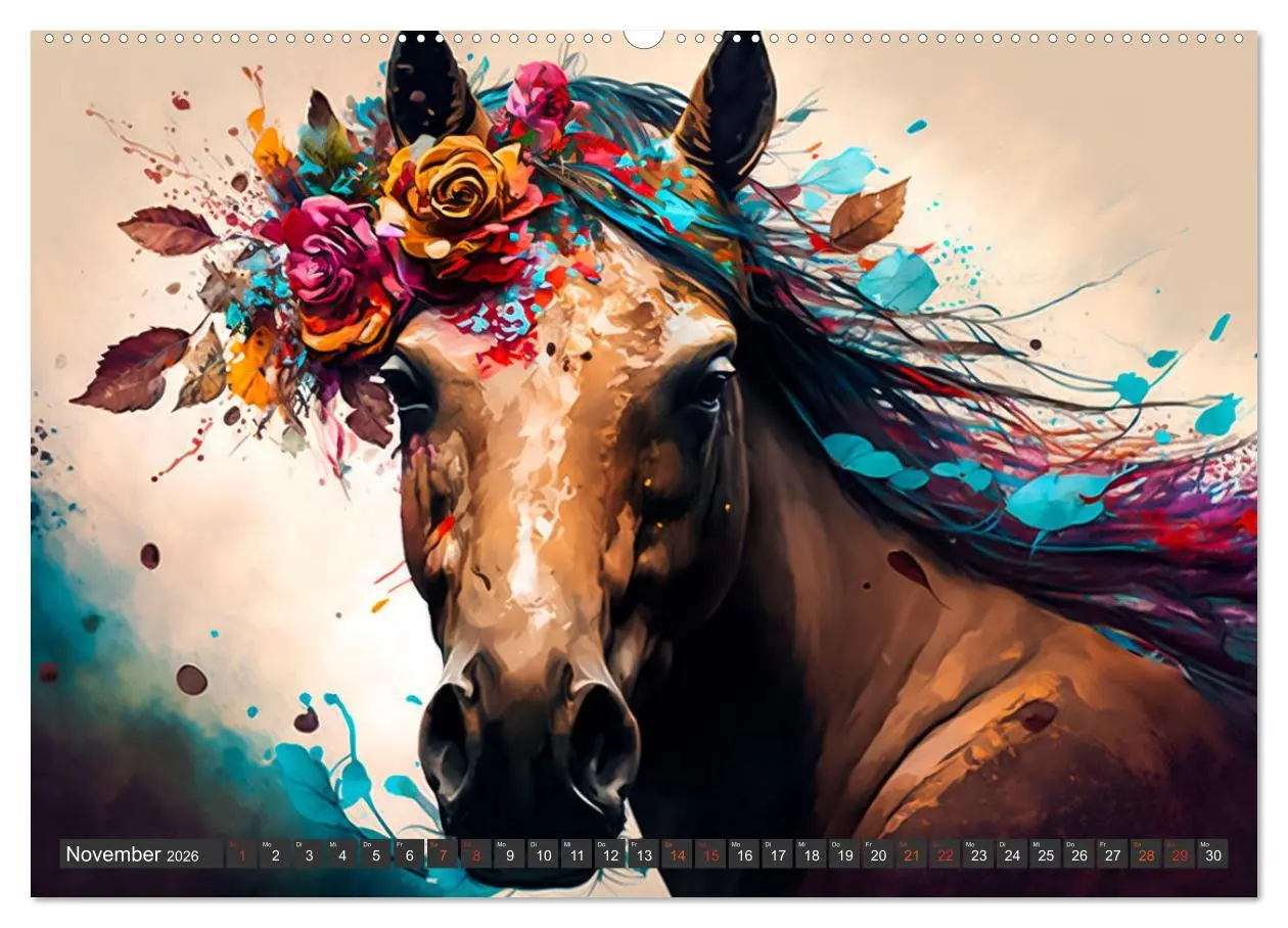 Bild: 9783457382332 | Pferde und Blumen (hochwertiger Premium Wandkalender 2026 DIN A2...
