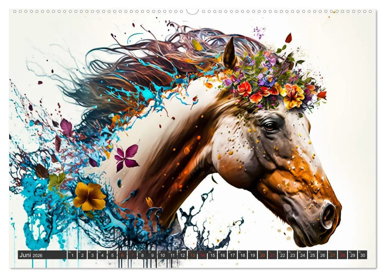 Bild: 9783457382332 | Pferde und Blumen (hochwertiger Premium Wandkalender 2026 DIN A2...