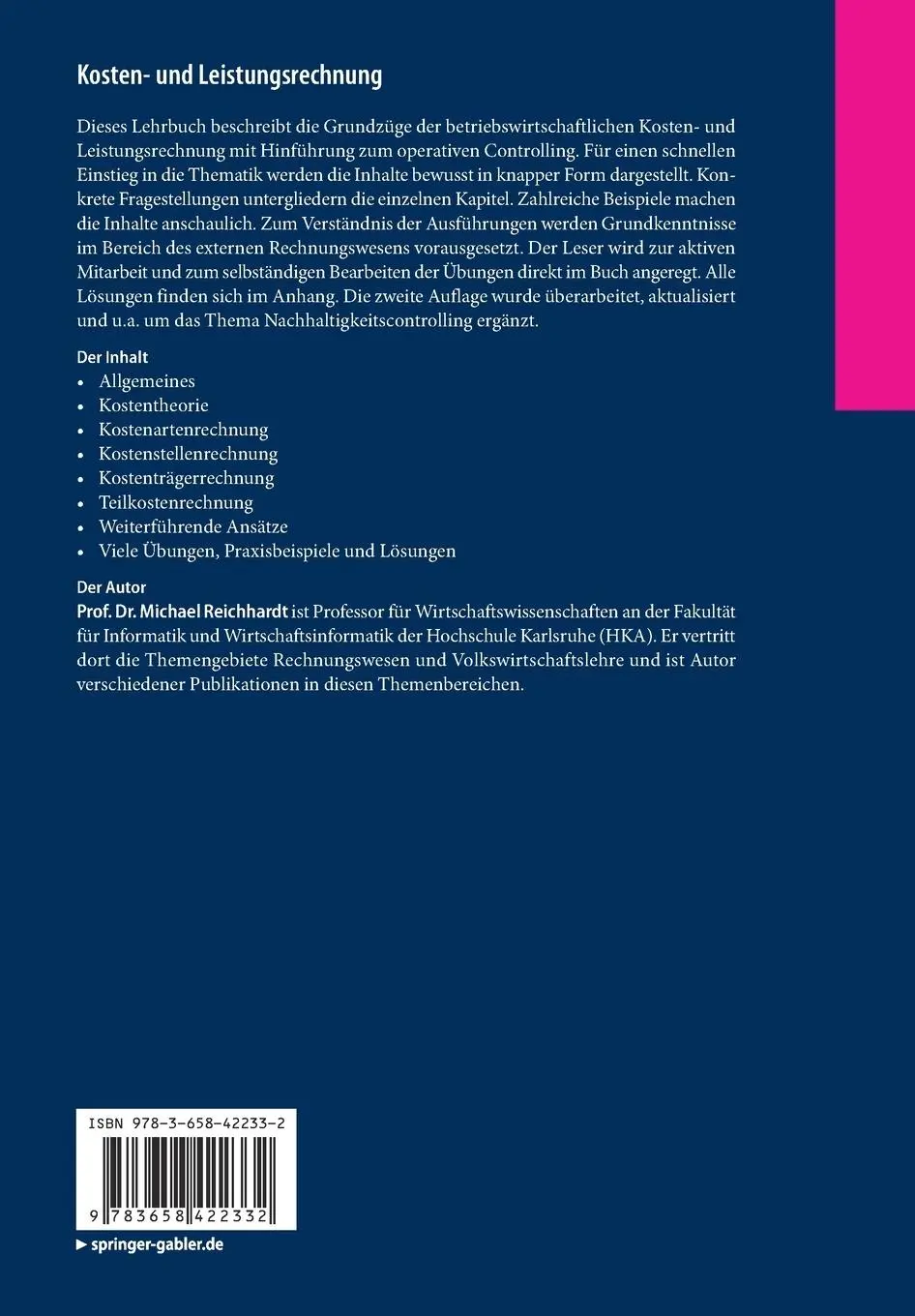Rückseite: 9783658422332 | Kosten- und Leistungsrechnung | Michael Reichhardt | Taschenbuch | ix