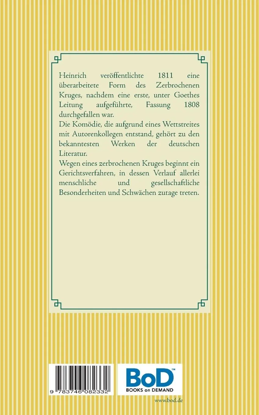 Rückseite: 9783746082332 | Der zerbrochene Krug | Heinrich von Kleist | Taschenbuch | 112 S.