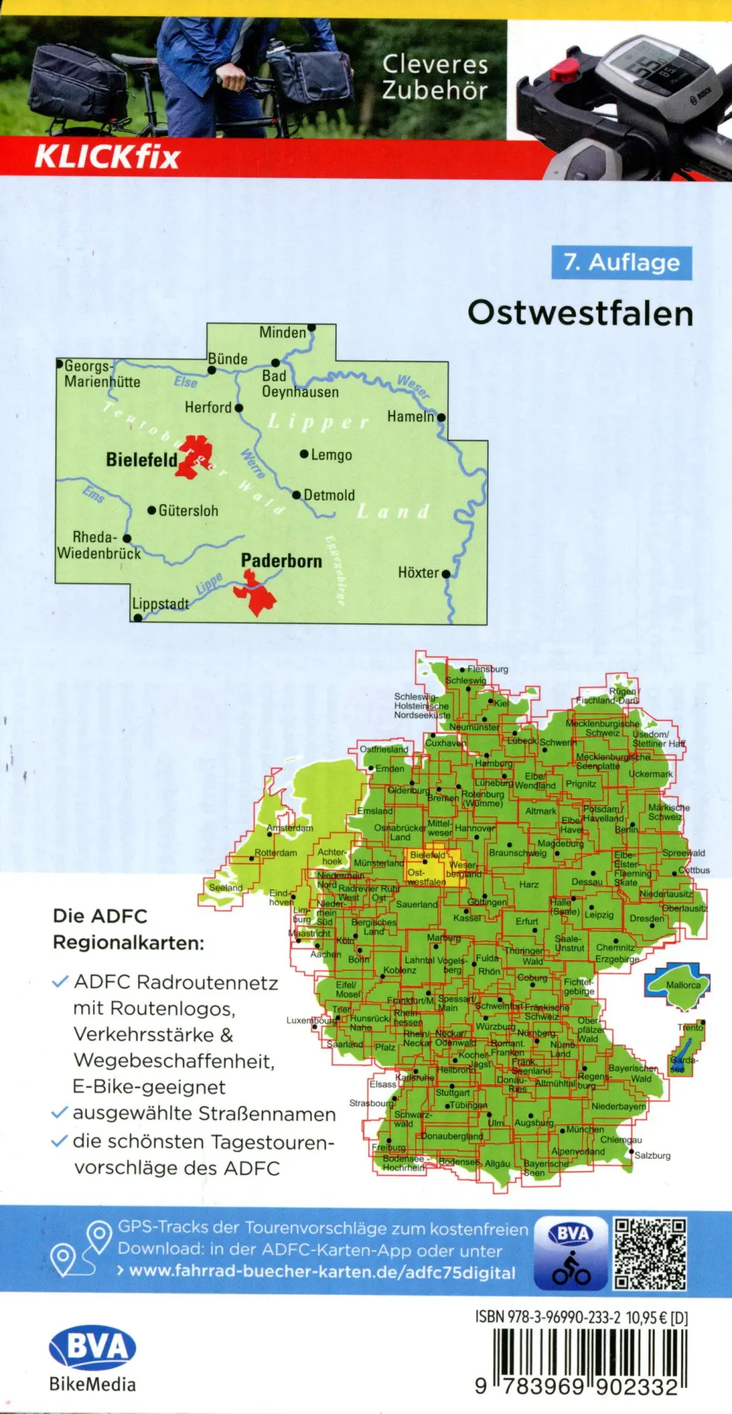 Bild: 9783969902332 | ADFC-Regionalkarte Ostwestfalen, 1:75.000, mit...