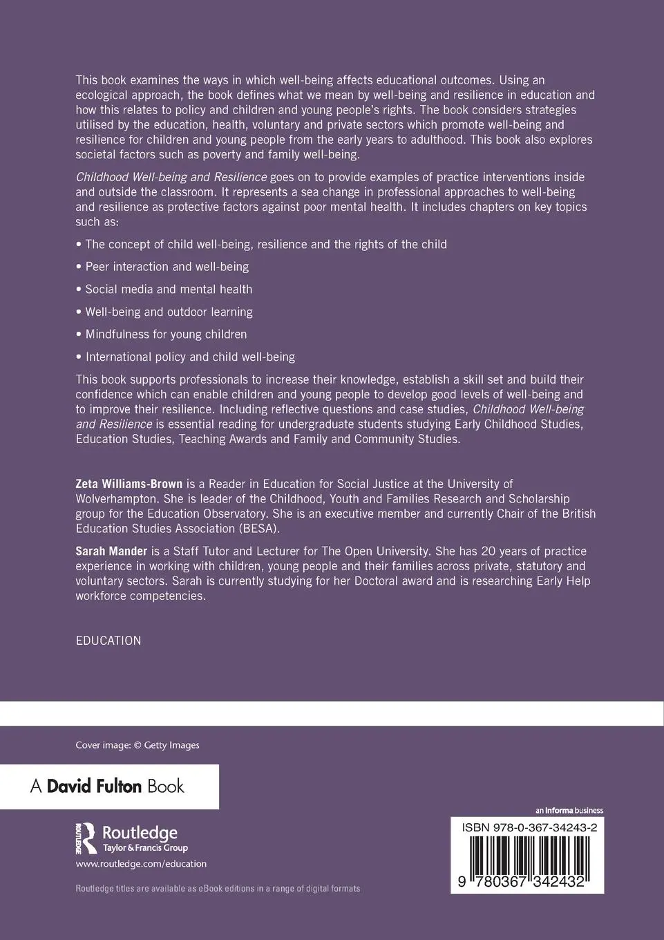 Rückseite: 9780367342432 | Childhood Well-being and Resilience | Zeta Williams-Brown (u. a.)