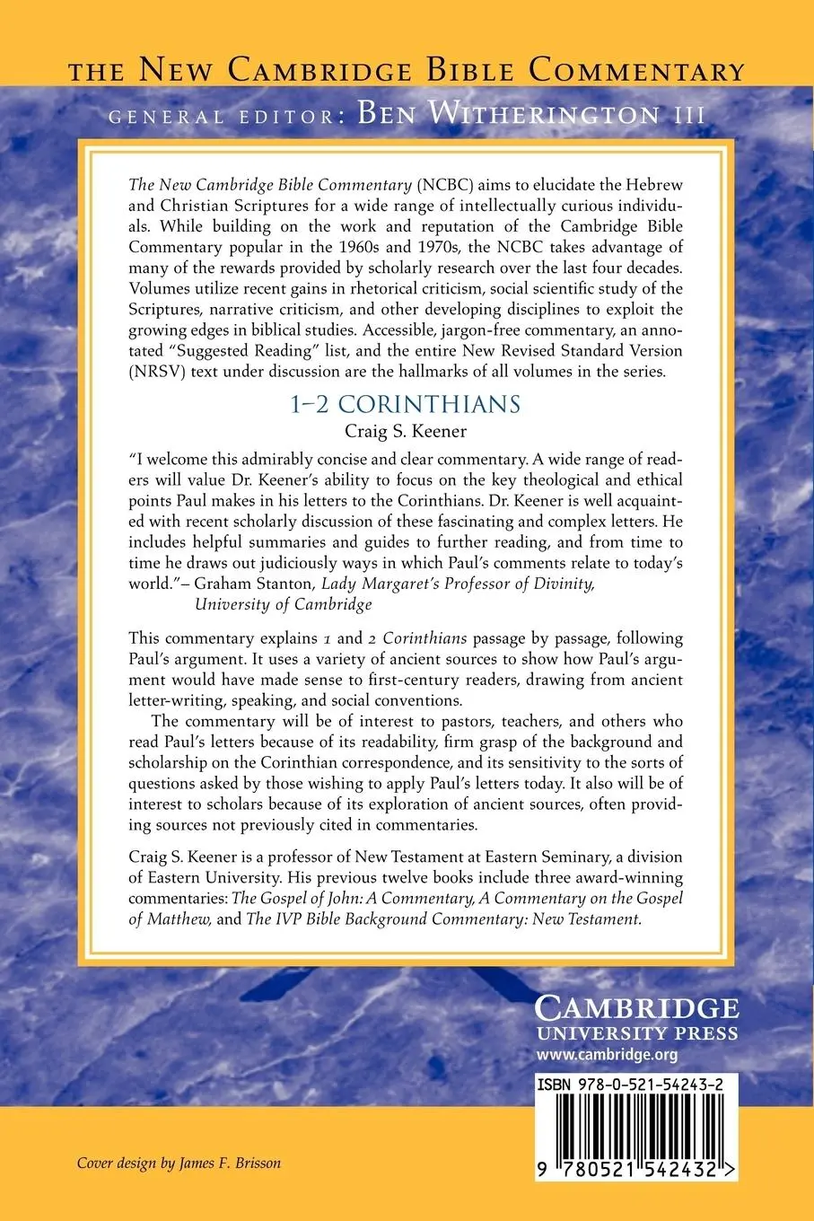 Rückseite: 9780521542432 | 1-2 Corinthians | Craig S. Keener | Taschenbuch | Englisch | 2010