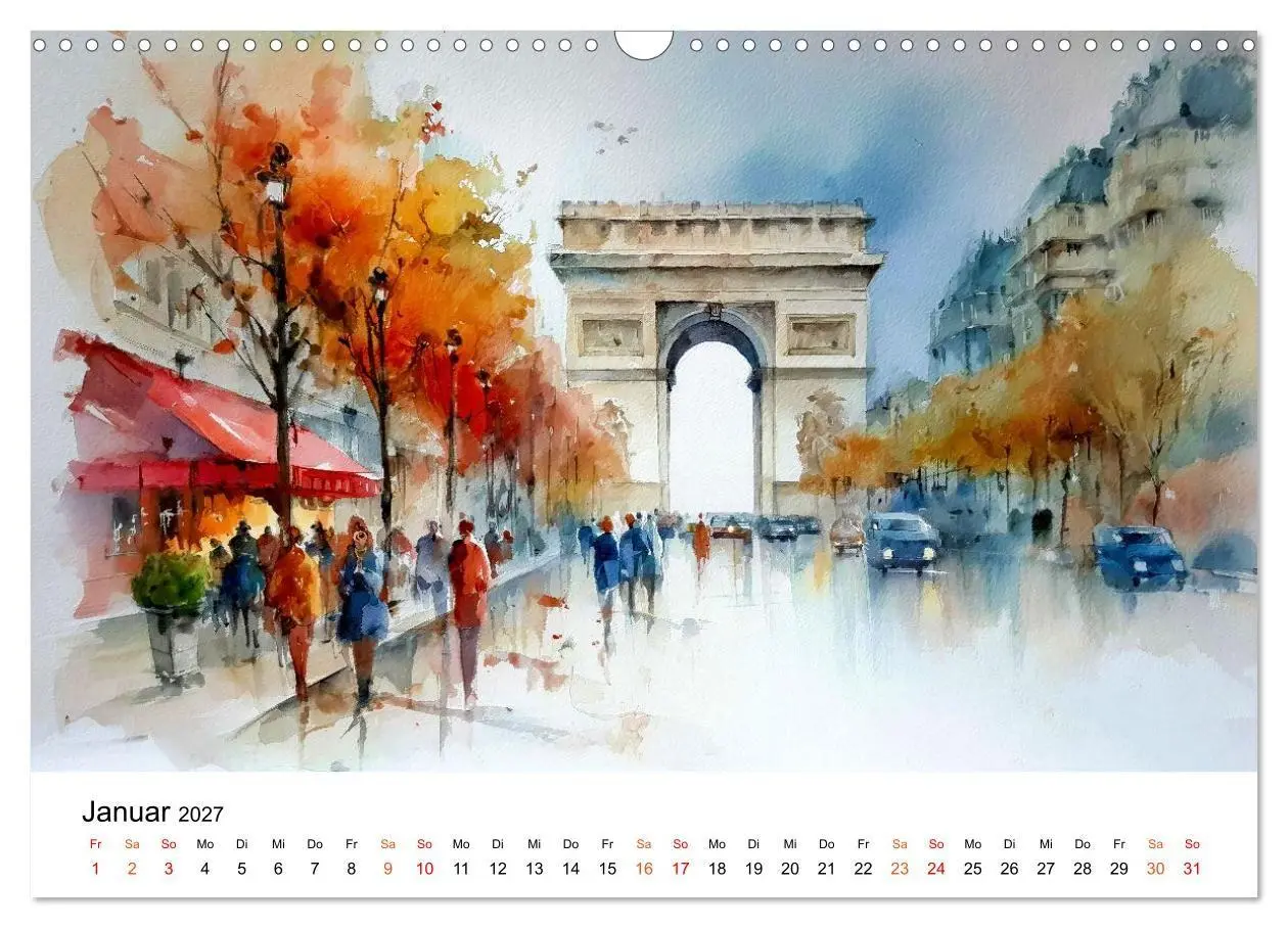 Bild: 9783516772432 | Paris in sanften Farben (Wandkalender 2027 DIN A3 quer), CALVENDO...