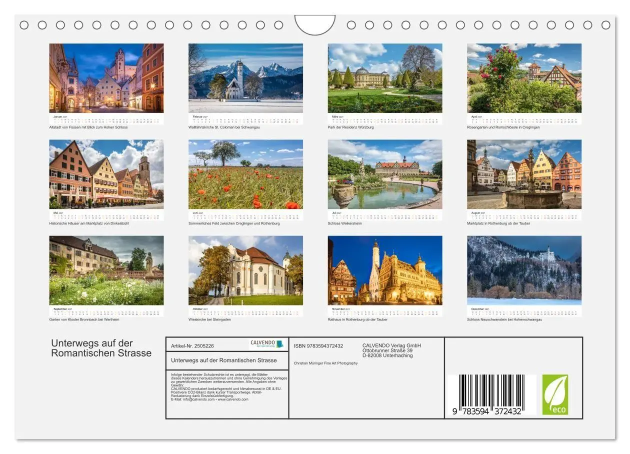 Bild: 9783594372432 | Unterwegs auf der Romantischen Strasse (Wandkalender 2027 DIN A4...