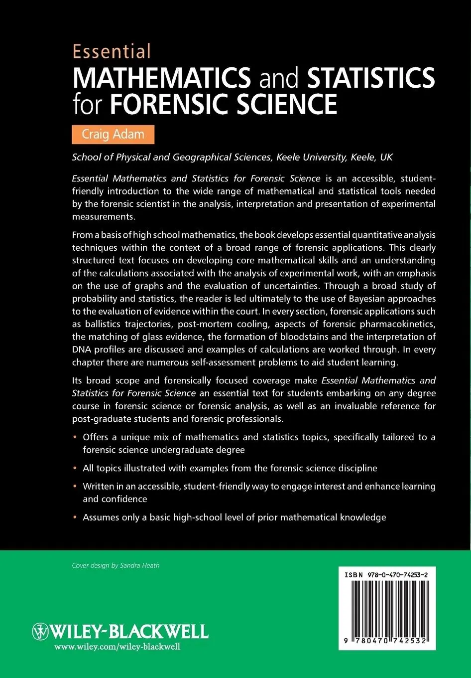 Rückseite: 9780470742532 | Essential Mathematics and Statistics for Forensic Science | Craig Adam