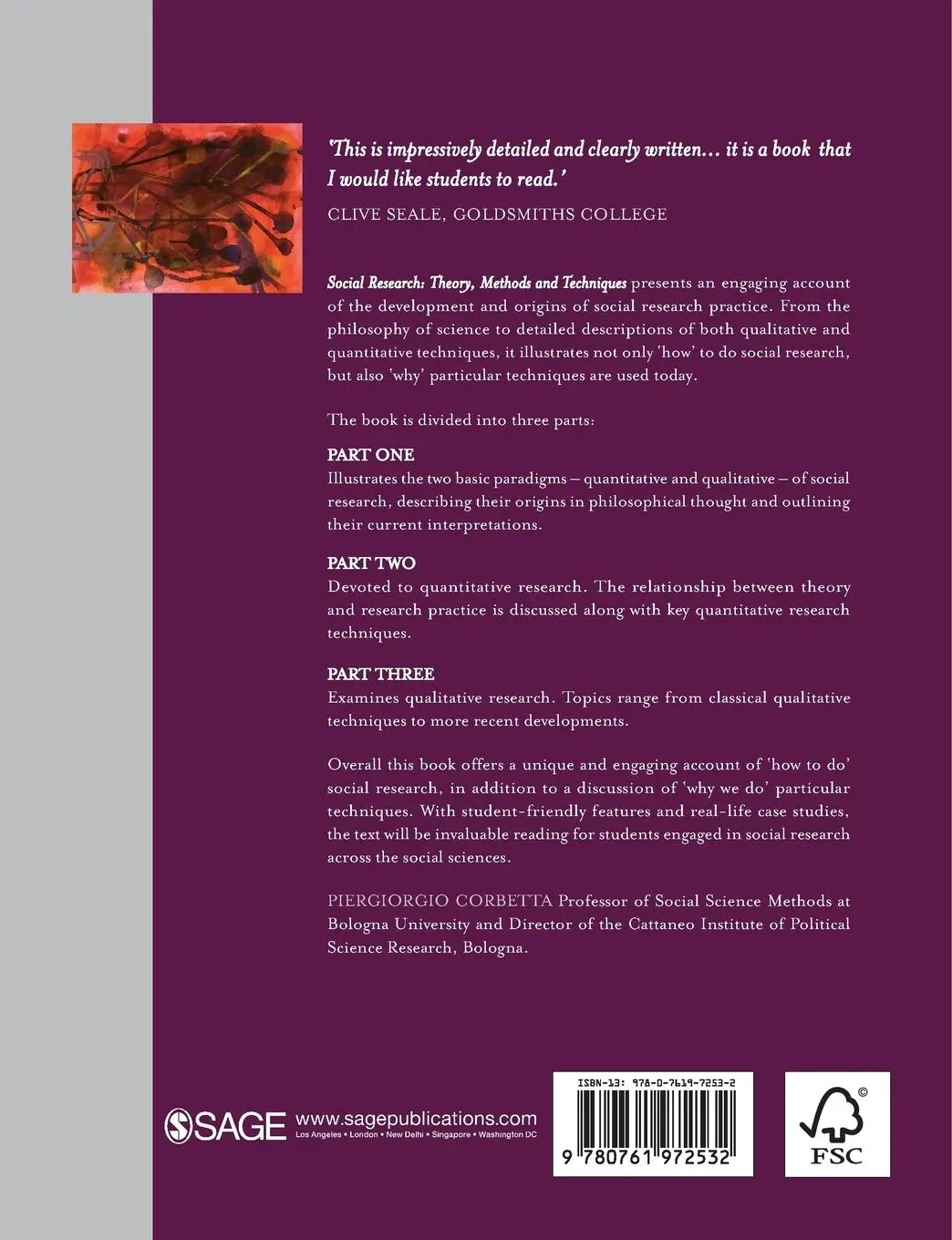 Rückseite: 9780761972532 | Social Research | Theory, Methods and Techniques | Corbetta | Buch