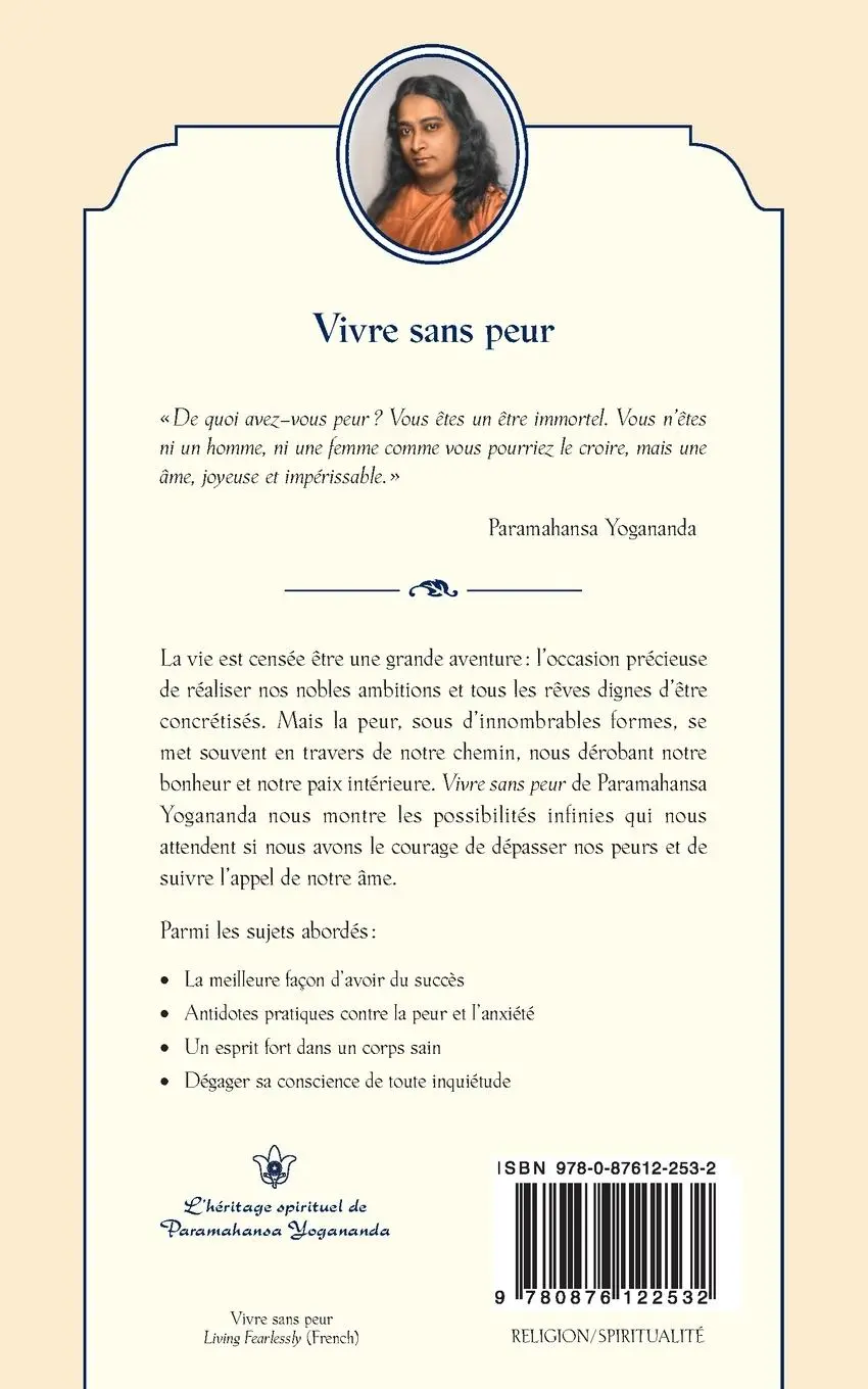 Rückseite: 9780876122532 | Vivre sans peur (Living Fearlessly - French) | Paramahansa Yogananda