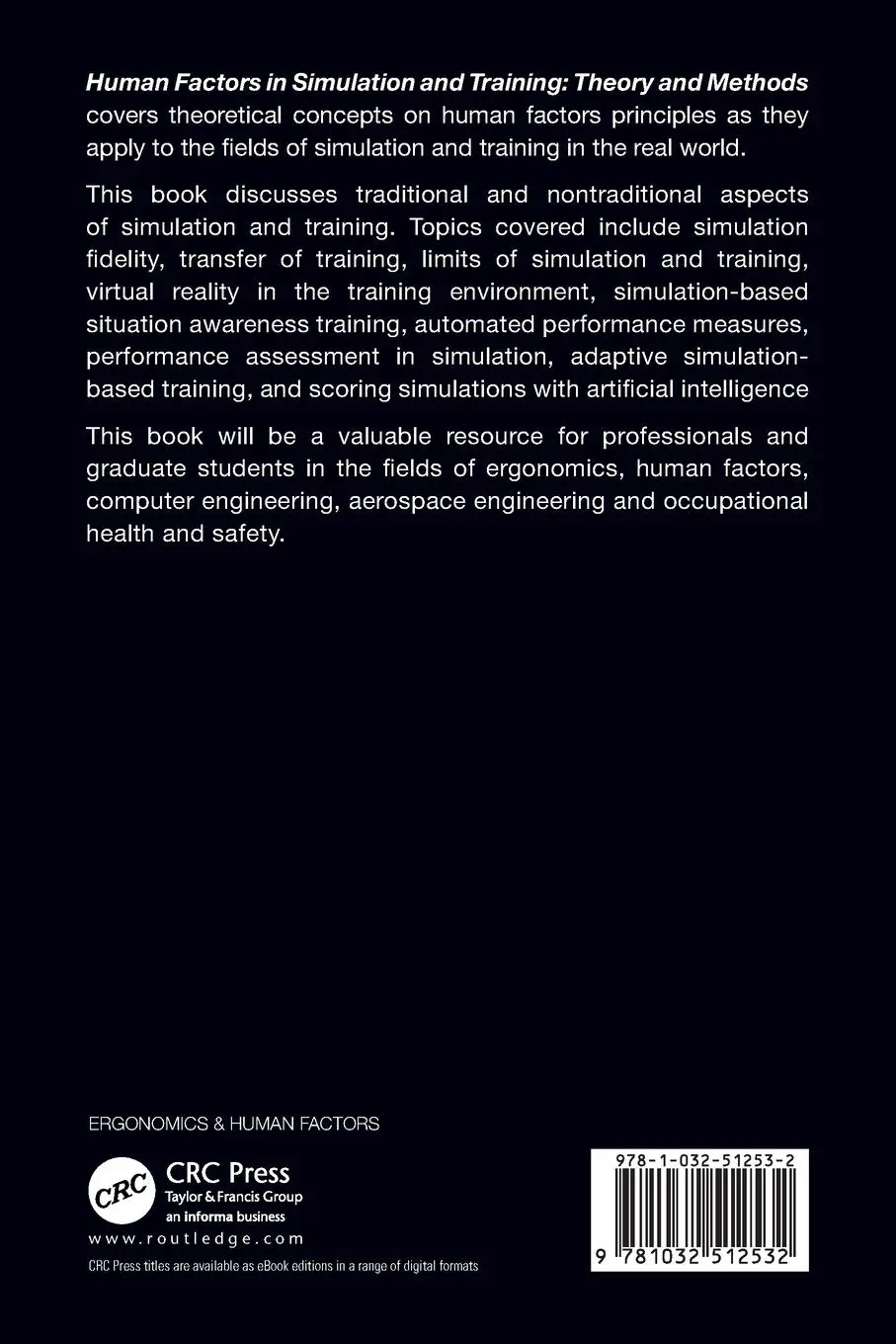 Rückseite: 9781032512532 | Human Factors in Simulation and Training | Theory and Methods | Buch