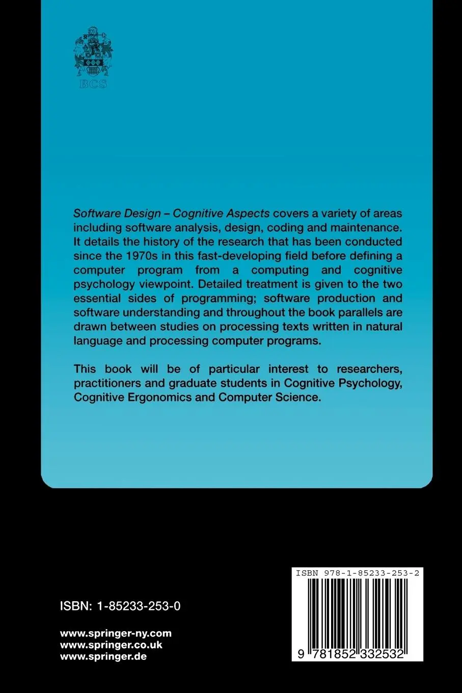 Rückseite: 9781852332532 | Software Design - Cognitive Aspect | Francoise Detienne | Taschenbuch