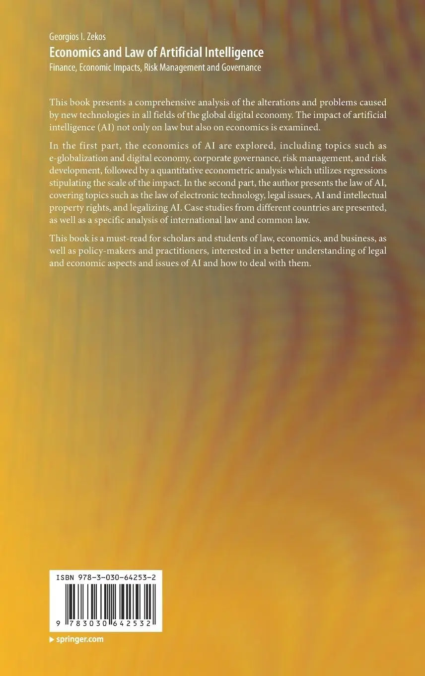 Rückseite: 9783030642532 | Economics and Law of Artificial Intelligence | Georgios I. Zekos | x