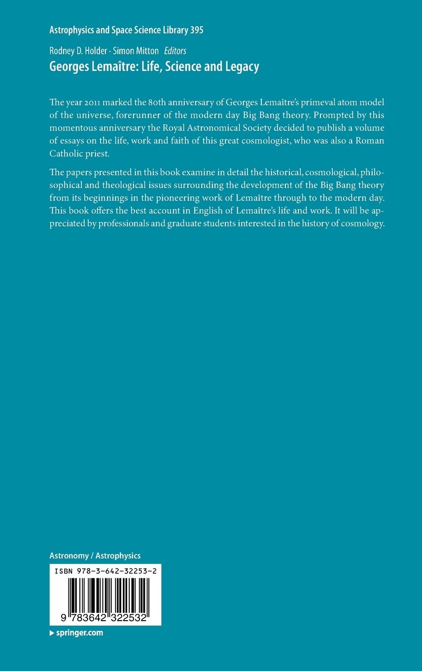 Rückseite: 9783642322532 | Georges Lemaître: Life, Science and Legacy | Simon Mitton (u. a.)
