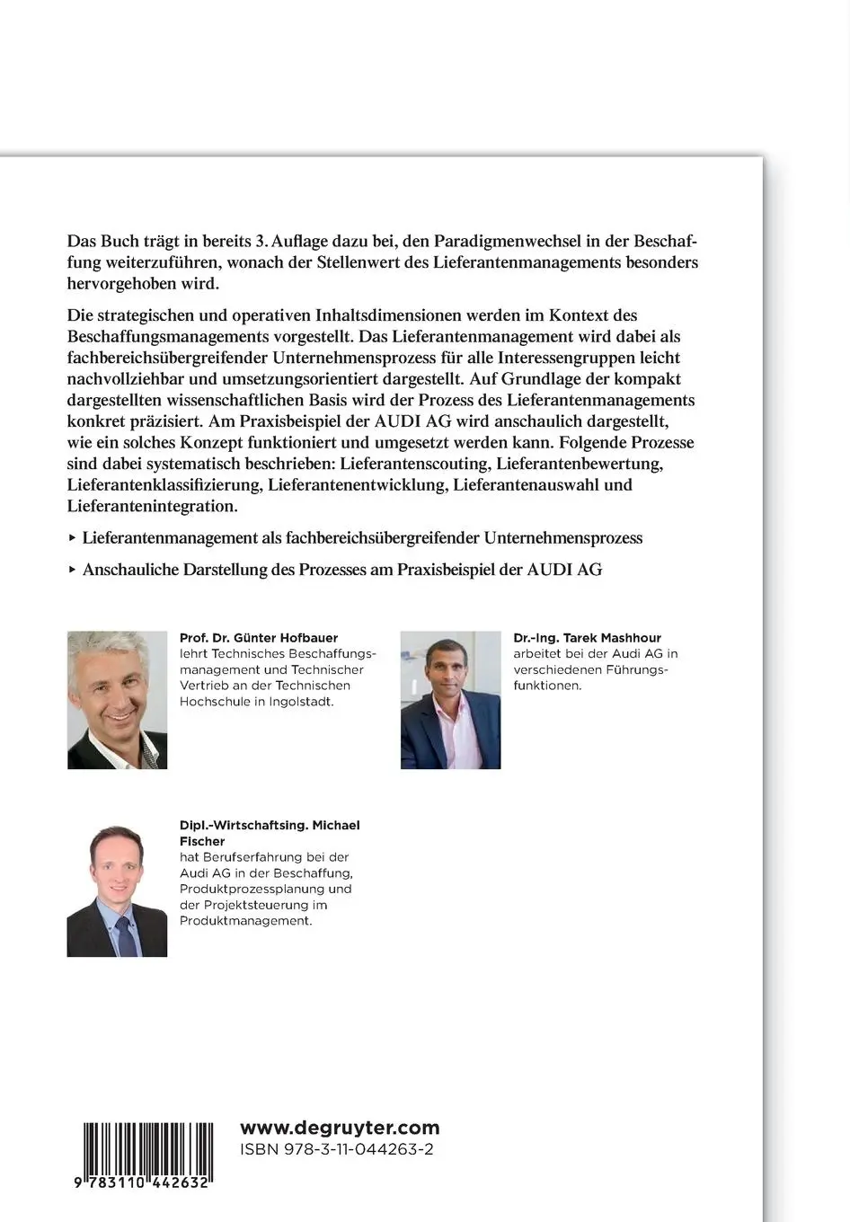 Rückseite: 9783110442632 | Lieferantenmanagement | Günter Hofbauer (u. a.) | Taschenbuch | XII