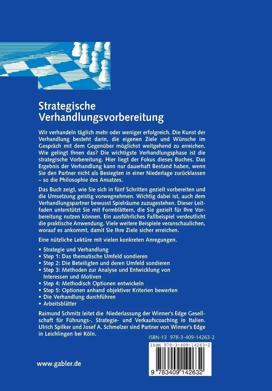 Rückseite: 9783409142632 | Strategische Verhandlungsvorbereitung | Raimund Schmitz (u. a.) | Buch