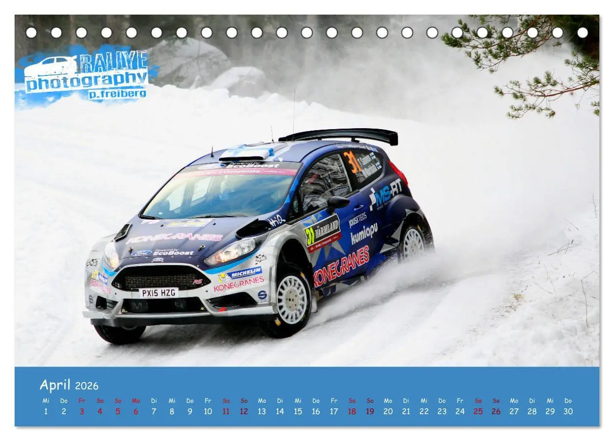 Bild: 9783457732632 | WRC Schweden White Open 2026 (Tischkalender 2026 DIN A5 quer),...