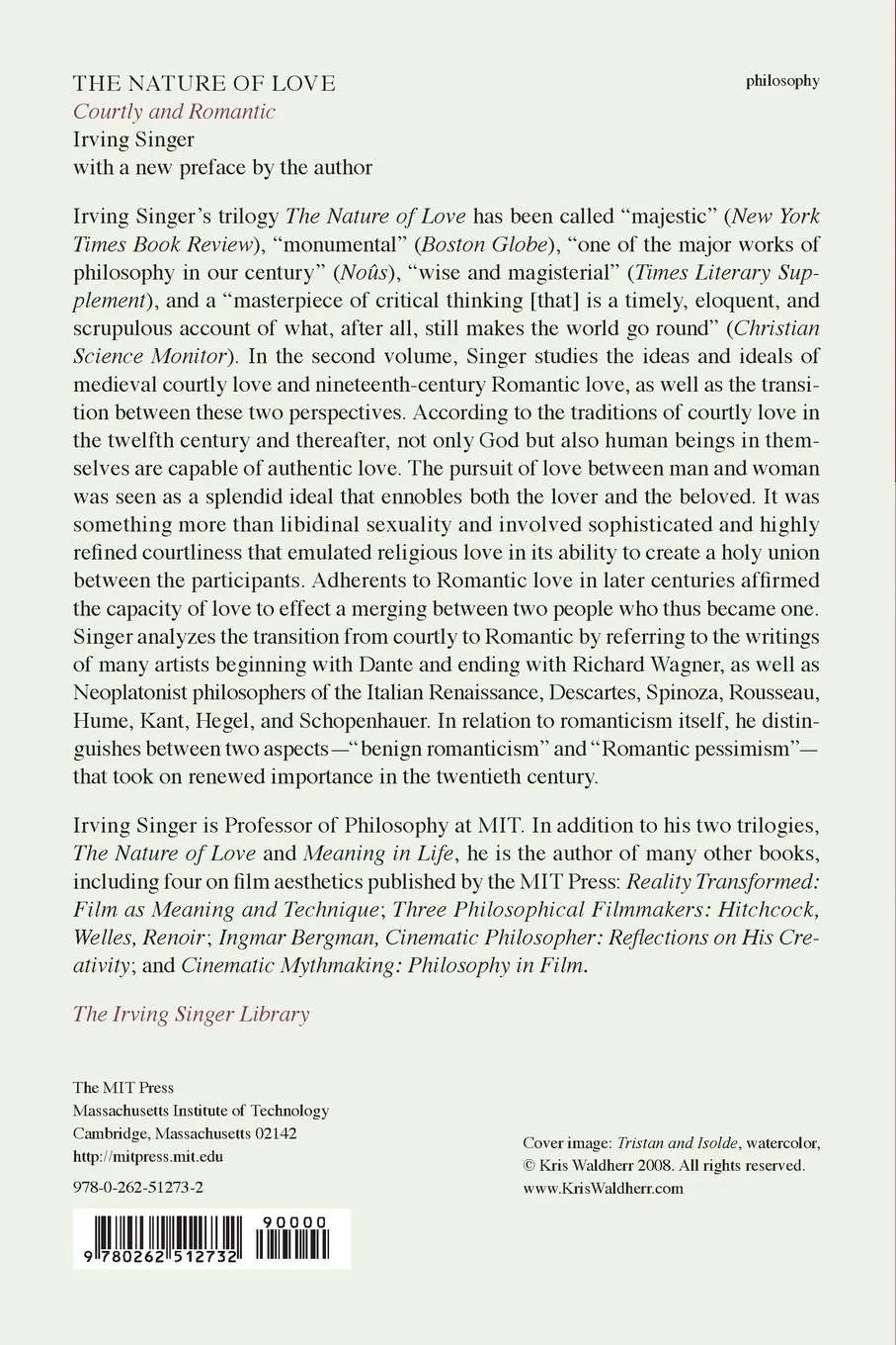 Rückseite: 9780262512732 | The Nature of Love, Volume 2 | Courtly and Romantic | Irving Singer