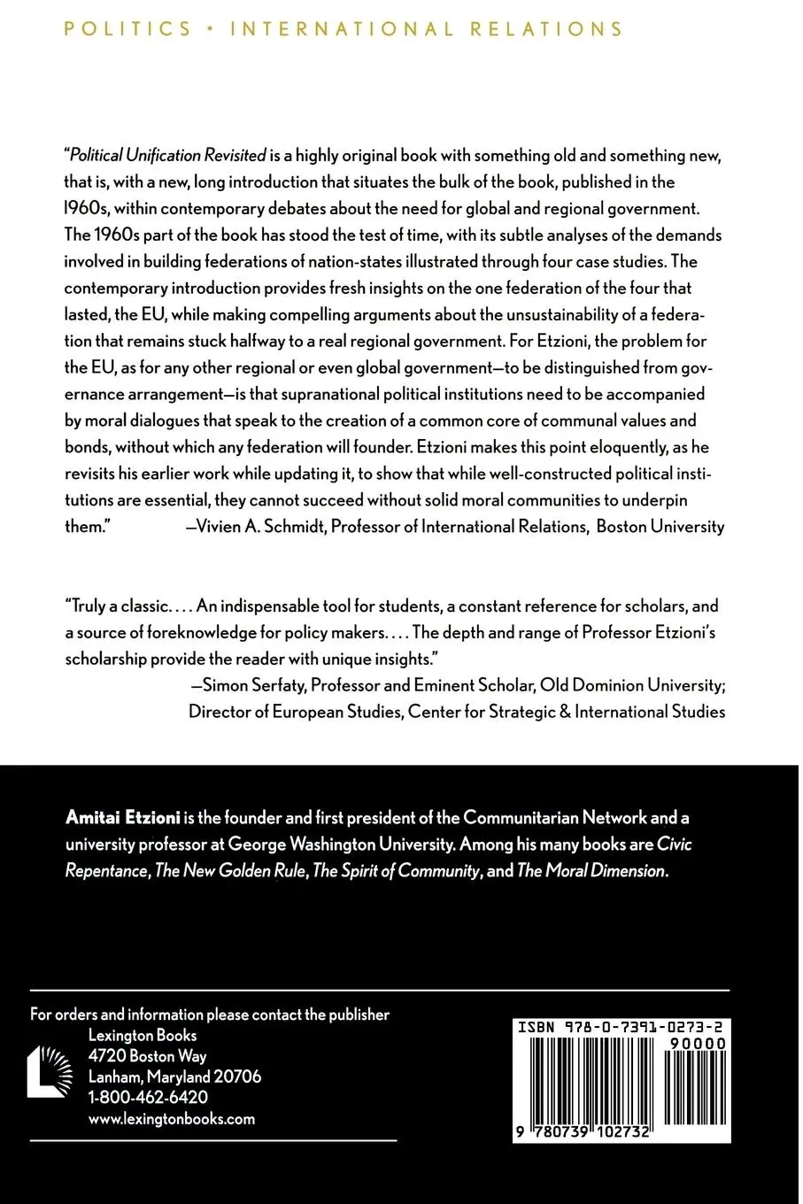 Rückseite: 9780739102732 | Political Unification Revisited | Amitai Etzioni | Taschenbuch | 2001