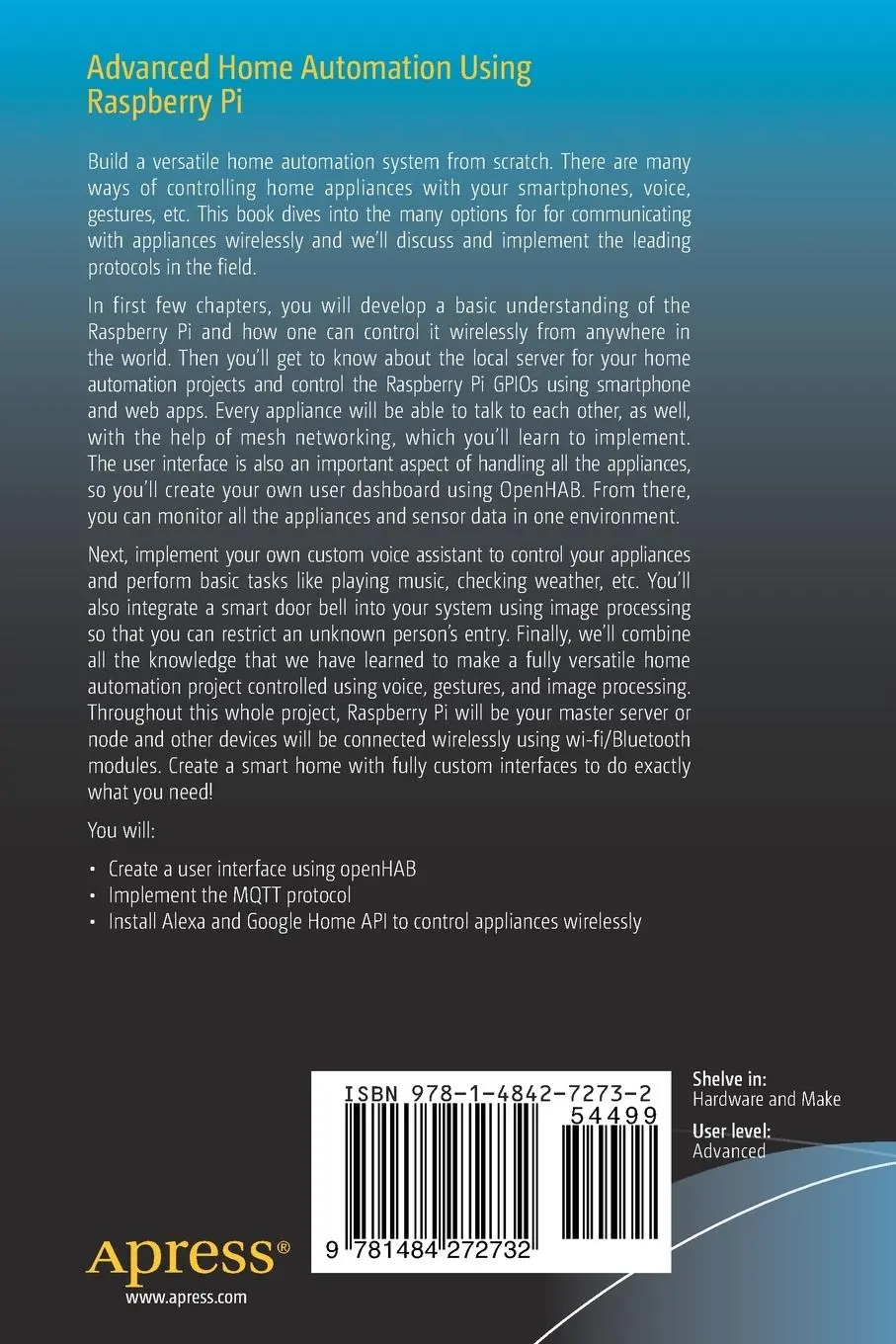 Rückseite: 9781484272732 | Advanced Home Automation Using Raspberry Pi | Rishabh Jain | Buch
