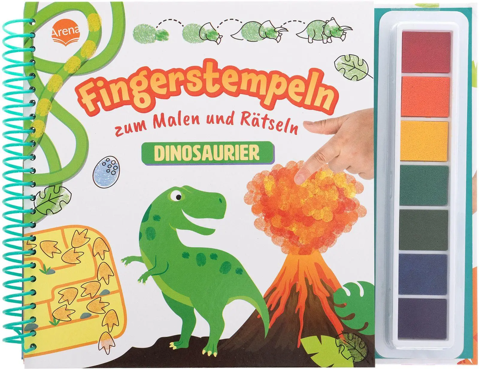 Cover: 9783401722832 | Fingerstempeln zum Malen und Rätseln. Dinosaurier | Hanna Schmitz