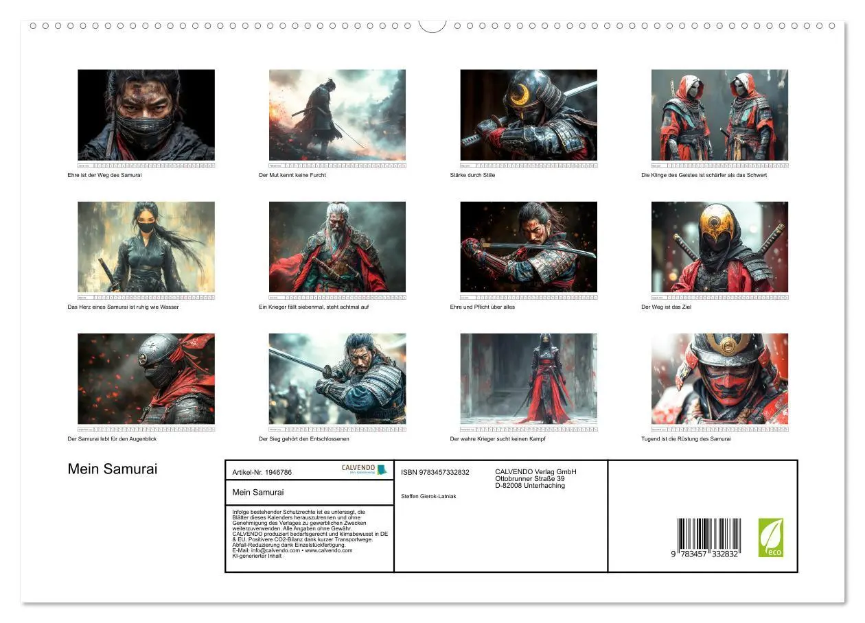 Bild: 9783457332832 | Mein Samurai (hochwertiger Premium Wandkalender 2026 DIN A2 quer),...