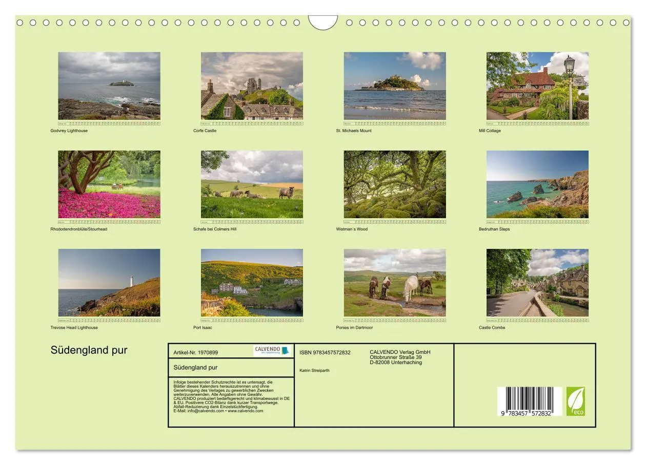 Bild: 9783457572832 | Südengland pur (Wandkalender 2026 DIN A3 quer), CALVENDO...