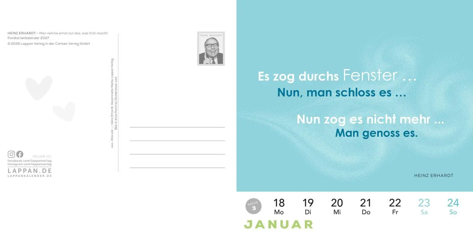 Bild: 9783830322832 | Heinz Erhardt: Postkartenkalender 2027 | Heinz Erhardt | Kalender