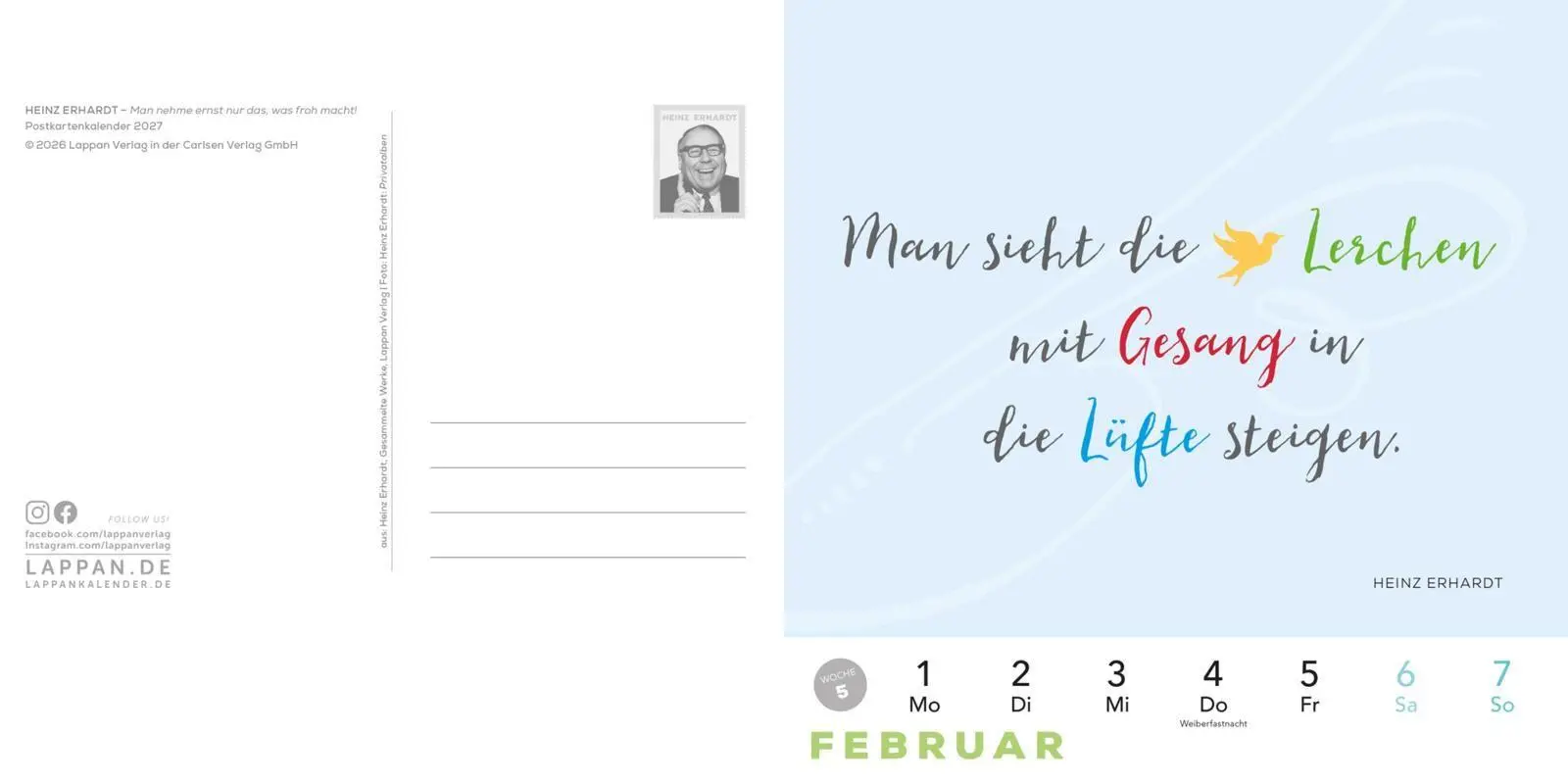 Bild: 9783830322832 | Heinz Erhardt: Postkartenkalender 2027 | Heinz Erhardt | Kalender
