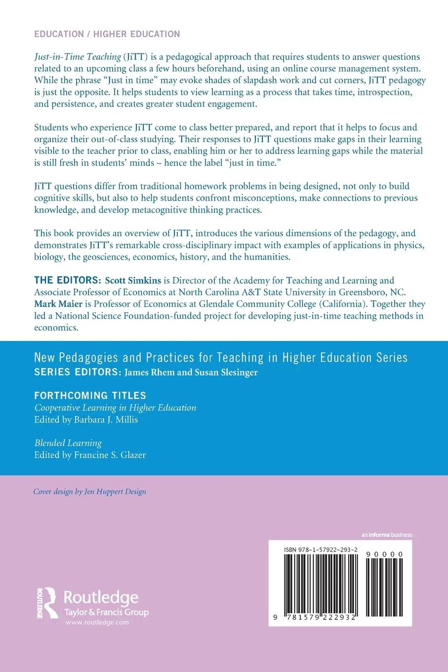 Rückseite: 9781579222932 | Just in Time Teaching | Across the Disciplines, and Across the Academy