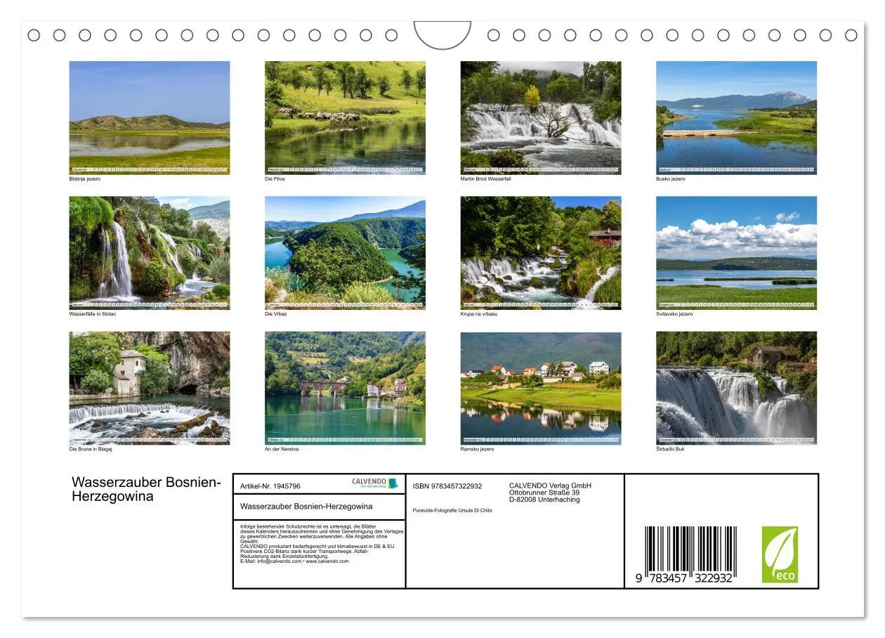 Bild: 9783457322932 | Wasserzauber Bosnien-Herzegowina (Wandkalender 2026 DIN A4 quer),...
