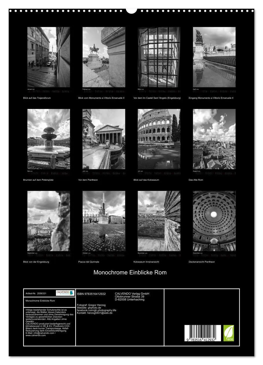 Bild: 9783516412932 | Monochrome Einblicke Rom (hochwertiger Premium Wandkalender 2026...