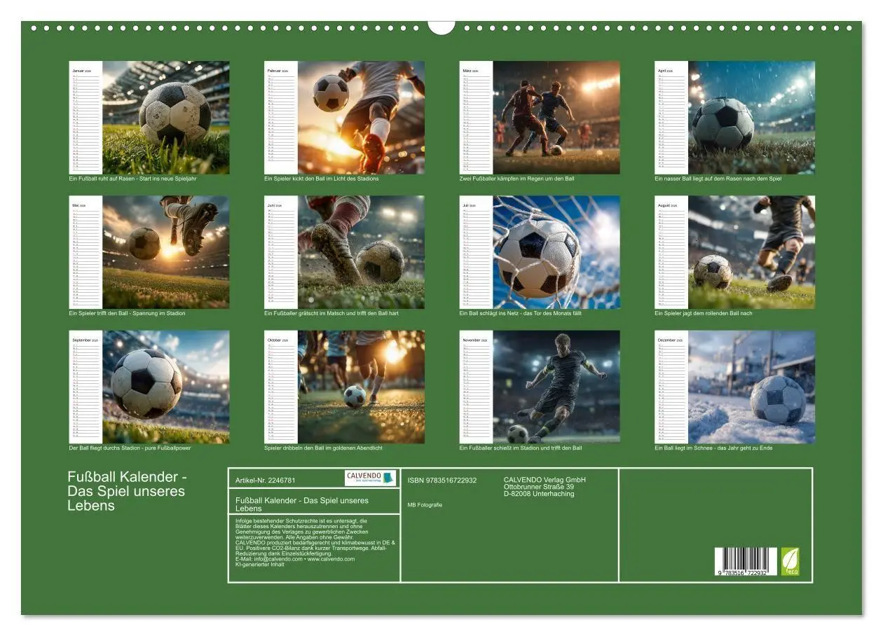 Bild: 9783516722932 | Fußball Kalender - Das Spiel unseres Lebens (Wandkalender 2026 DIN...